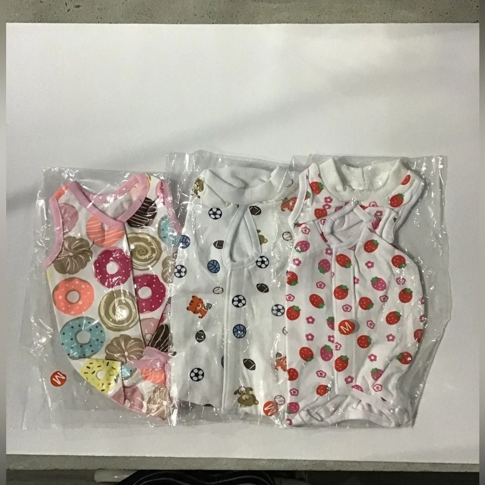 Cat/Dog recovery suits - 3 - Donuts, sports and strawberries - Size Medium. NEW